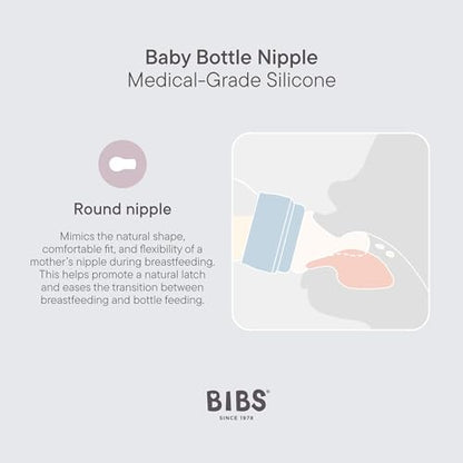 BIBS Bottle Nipple 2-Pack. Anti-Colic. Extra Nipples for BIBS Baby Bottles. Round Nipple. - Silicone, Fast Flow - color: Fast Flow | Silicone