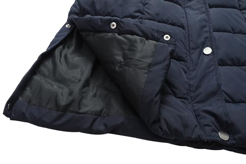 MOERDENG Women's Waterproof Long Winter Coat Thickened Down Alternative Jacket Warm Puffer Jacket Parka - color: Navy, size: Large