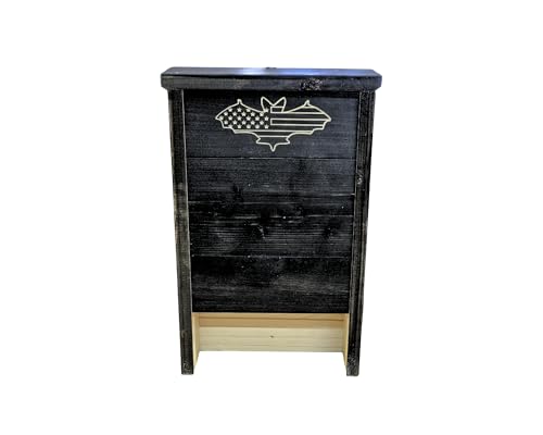 Made in USA- Black Stained Pine Bat House, 2 Chamber Bat Box, Easy-to-Install Wooden Bat House Kit, Weather-Resistant Bat Houses for Outdoors, with Mounting Screws - Applewood Outdoor - style: 2 Chamber Black