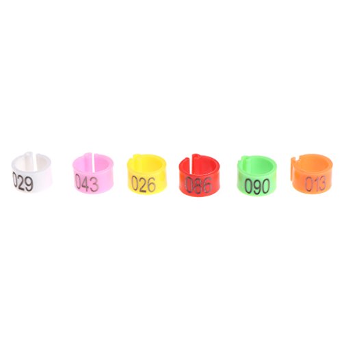 100-Pack 8mm Bird Leg Bands with Numbers Pigeons Foot Bands Clip Rings for Chicken for Quail Poultry