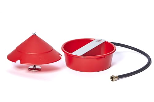 Little Giant® Automatic Poultry Waterer with Cover | Heavy Duty Plastic Auto Chicken Waterer Bowl with Hose Attachment | 5 Quart | Made in USA
