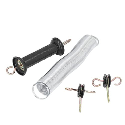 Pssopp Electric Fence Gate Kit, PP Iron Spring Door Accessory with Insulated Handle, 5 Meters for Livestock