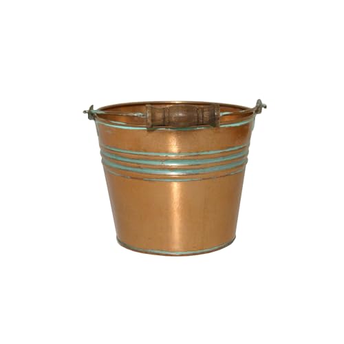 Headwind Vintage Collection - 6 Inch Vintage Copper Banded Planter with Handles – Galvanized Bucket Planter - Decorative Small Planters for Indoor Plants & Outdoor Use by Robert Allen - color: Vintage Copper, size: 6"
