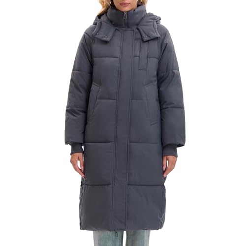 PUFFIT Long Puffer Jacket for Women,2024 Thickened Winter Coat Hooded with Deep Pockets, Ladies Warm Winter Jacket - color: Elegant Charcoal, size: Large