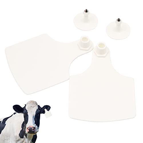 LIUCOGXI 100 Pcs White Blank Cattle Ear Tags Large Size Livestock Ear Tags for Cattle Sheep Pigs TPU Livestock Identification Cards for Cattle Cow Goat Sheep Pigs Dog Deer Camel Horse