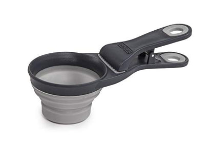 Dexas Popware for Pets Collapsible Klip Scoop, 3-in-1 Pet Food Scoop, Measuring Cup and Bag Clip, 2 Cup Capacity, Light Gray - color: Light Gray, size: 2 Cup Capacity