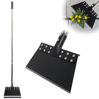 Weed Scraper 65in Garden Flat Shovel Floor Scraper Long Handle Heavy Duty Multi Weeding Shovel with 11in Spring Steel Blade Floor Scraper for Ice, Snow, Weed, Dirty, Moss, Driveway, Lawn Edging