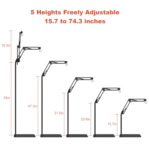 Reptile Lamp Stand, Adjustable 15.7 to 74.3 in Heat Lamp Metal Bracket Floor Light Holder for Lizards Bearded Dragons Chicks Terrarium Tank - size: XXL
