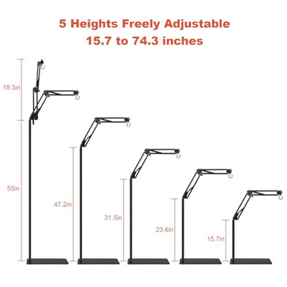 Reptile Lamp Stand, Adjustable 15.7 to 74.3 in Heat Lamp Metal Bracket Floor Light Holder for Lizards Bearded Dragons Chicks Terrarium Tank - size: XXL