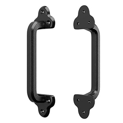 SMARTSTANDARD Heavy Duty 9" Antique Barn Door Handle, Large Rustic Retro Cast Iron Handle for Gates Garages Sheds Furniture, Black Powder Coated Finish, Square