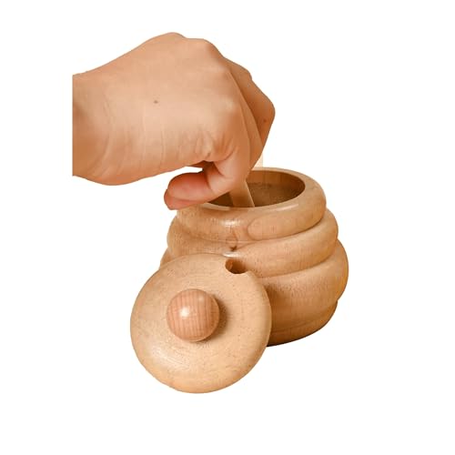 2pcs Wooden Beehive Toys with lid and Honey Stick, Sorting Stacking Toys for Toddlers Montessori Wooden Toy for Toddlers, Sensory Bin Toys for 3 4 5 Years Old - style: Honey Pot