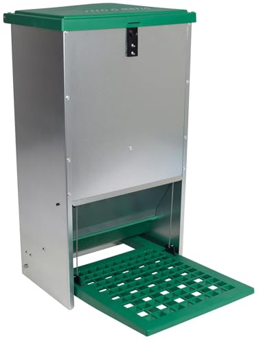 Hatching Time 44 lb Treadle Poultry Feeder – Heavy-Duty Chicken Feeder with Weight-Activated Pedal – Galvanized, Rodent-Resistant, Outdoor Use – Ideal for Medium to Large Backyard Flocks - size: 44 Pound