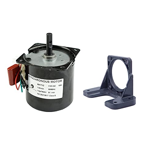 CHANCS 60KTYZ AC 110V 1.5RPM CW/CCW Permanent Magnet Synchronous Gear Motor with Motor Universal Mounting Fixed Bracket - size: 1.5r/min Motor+Bracket