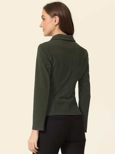 Allegra K Women's Work Office Blazer Stretch Lapel Collar Long Sleeve Jacket Suit Blazer - color: Army Green, size: Small
