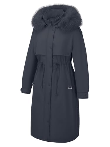 Bellivera Women's Plus Size Parka Jacket Long Winter Warm Hooded Zipper Coat - color: D.blue Parka, size: 4X