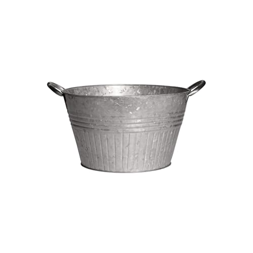 Headwind Decorative Planter - Round Galvanized Tub Planter with Handles – 12 Inch Lightweight Metal Planter with Drainage Hole – Galvanized Steel Tub for Plants - Metal Flower Pot by Robert Allen - color: Galvanized Tub, size: 12 Inch