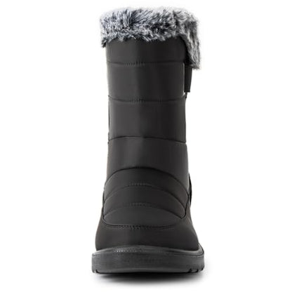 Alpine Swiss Lexie Women’s Snow Boots | Waterproof Faux Fur Lined | Warm Cozy Winter Booties | Anti-Slip Sole | Stylish Outdoor Shoes - color: Black, size: 5