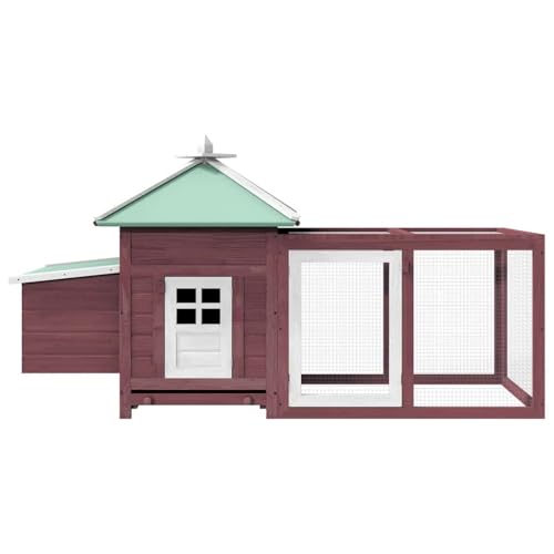 75" Firwood Chicken Coop with Nesting Box & Run, Weather-Resistant Mocha, Tilting Roof, Raised for Yard - color: Brown-A