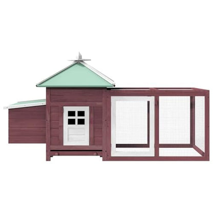 75" Firwood Chicken Coop with Nesting Box & Run, Weather-Resistant Mocha, Tilting Roof, Raised for Yard - color: Brown-A
