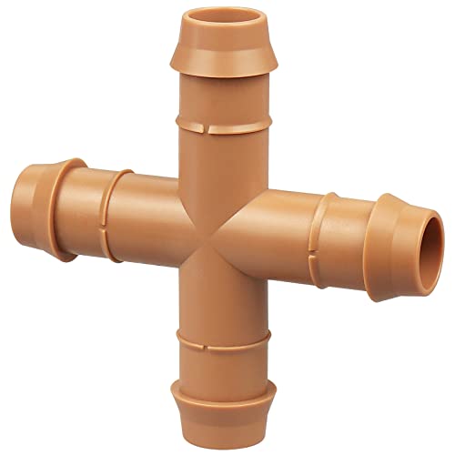 Drip Irrigation Parts Cross Connector 1/2", 12 Pack Drip Irrigation Fittings Four Way Tee Connectors for 1/2 inch Hose Tubing, Barbed Drip Line Parts 4-Way Couplers for Patio Lawn Garden - color: 12P Cross