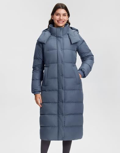 Pioneer Camp Women's Thickened Long Down Jacket 650+ Fill Power Puffer Jacket Winter Coat Parka Jacket with Hood - color: Grey, size: XX-Large