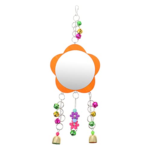 HANABASS 1pc Pet Cage Accessory Bird Mirror Toy Bells Chicken Decorations Hanging Mirror for Chickens