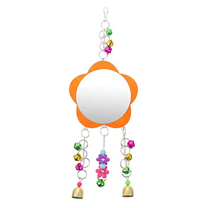 HANABASS 1pc Pet Cage Accessory Bird Mirror Toy Bells Chicken Decorations Hanging Mirror for Chickens