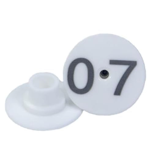 KaDdu Livestock Ear Tags, 100 Pieces Orange Thickened Sheep Ear tag Number Mark Identification Card Information Management Livestock Goat Sheep Pig Cattle 0-100 White - color: White