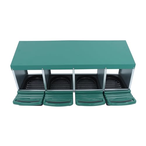 HOSTIC 4 Hole Chicken Nesting Box for Laying Egg Coop Compartment Galvanized Stainless Steel and Plastic Nest