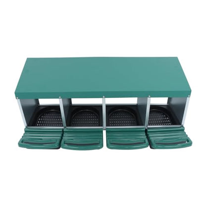 HOSTIC 4 Hole Chicken Nesting Box for Laying Egg Coop Compartment Galvanized Stainless Steel and Plastic Nest
