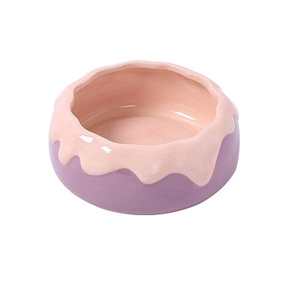 Guinea Pig Food Bowl Hamster Ceramic Water Dish Anti-Spill & Prevent Tipping Rabbit Feeding Bowl for Guinea Pig, Syrian Hamster, Bunny, Rat, Chinchilla, Squirrel, Small Animals (Pink+Purple) - color: Pink+Purple