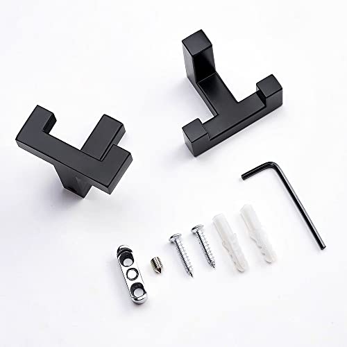 5 Pack Heavy Duty Double Claw Coat Hook Wall Mount with Screw Retro Double Coat Hook Utility Hook for Coats, Scarves, Bags, Towels, Keys, Hats, Mugs, Hats (Black) - color: Black