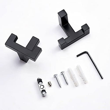 5 Pack Heavy Duty Double Claw Coat Hook Wall Mount with Screw Retro Double Coat Hook Utility Hook for Coats, Scarves, Bags, Towels, Keys, Hats, Mugs, Hats (Black) - color: Black