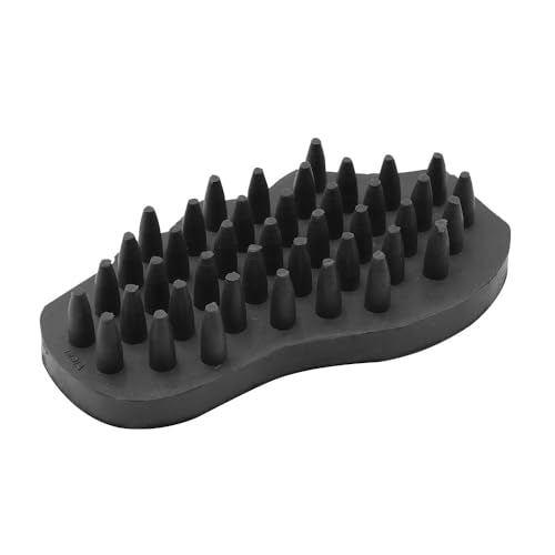 Grewal Equestrian Snuggy Clean Large Teeth Rubber Groomer Curry (Black) - color: Black