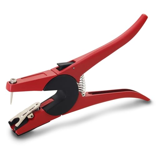 Livestock Ear Tag Pliers Universal Livestock Ear Tag Applicator for Easy Loading of Tags Cattle Cow Pig Sheep Goat Identification Card Installation Tools (Red) - color: Red