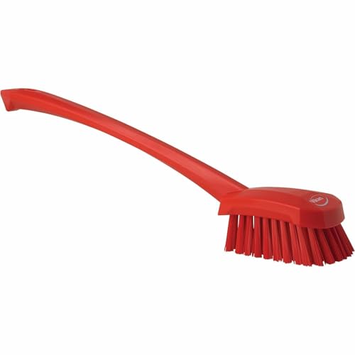 Vikan 2 3/4 in W Scrub Brush, Stiff, 11 51/64 in L Handle, 4 1/2 in L Brush, Red, Plastic 41864-1 Each - color: Red