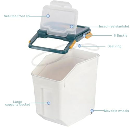 RUIAN 2Pcs Large Flour Storage Container Bin 25Lb Airtight Rice Storage Containers with Wheels Seal Locking Lid, BPA Free with Measuring Cup&Scoop for Flour, Rice, Grain(Blue) - color: Blue 2Pack 25Lb