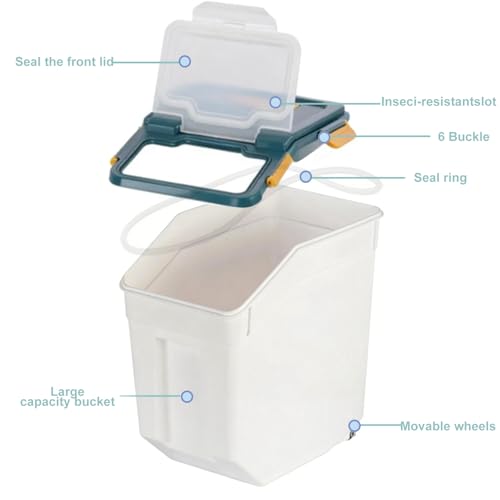 RUIAN 2Pcs Large Flour Storage Container Bin 25Lb Airtight Rice Storage Containers with Wheels Seal Locking Lid, BPA Free with Measuring Cup&Scoop for Flour, Rice, Grain(Blue) - color: Blue 2Pack 25Lb
