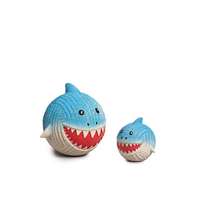 HuggleHounds Finn The Shark Ruff-Tex Ball - Dog Toy, Rubber, Squeaky, Heavy Duty, Small, Medium & Large Dogs, All Breeds - size: Small, style: Finn the Shark