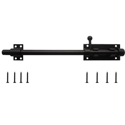 12Inch Slide Bolt Latch Black, Heavy Duty Barrel Bolt Latch with Padlock Hole, 304 Stainless Steel Sliding Bolt Gate Latch, Thickened Door Lock Hardware for Fence/Barn/Shed - size: 12 Inch
