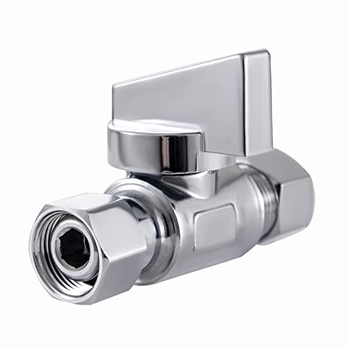 reezliy 2 Pack Chrome Brass 3/8" Comp FIP x 3/8 Inch Compression MIP Quarter Turn Water Straight Angle Stop (Add on) Valve for sink or toilet,water supply - size: 2 Pack 3/8" Comp FIP x 3/8" Comp MIP