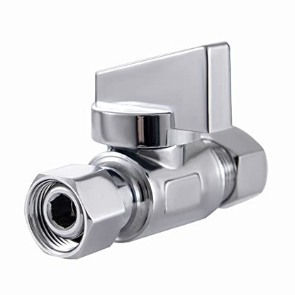 reezliy 2 Pack Chrome Brass 3/8" Comp FIP x 3/8 Inch Compression MIP Quarter Turn Water Straight Angle Stop (Add on) Valve for sink or toilet,water supply - size: 2 Pack 3/8" Comp FIP x 3/8" Comp MIP