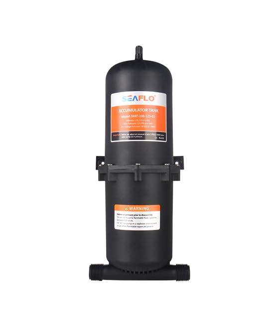 SEAFLO 39 oz (1.0 L) Pressurized Accumulator Tank Water Pump Flow Control with Internal Bladder - 125 PSI, Reduces Pump Cycling & Smooths Water Flow for Marine, RV, and Off-Grid Systems, NSF Certified - style: 39 oz (1.0 L)