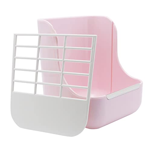 Litewoo Rabbit Hay Feeder Food Bowl Feeding Rack for Small Animal Guinea Pig Chinchilla Bunny Cage Accessories - color: Pink