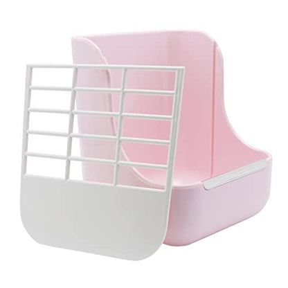 Litewoo Rabbit Hay Feeder Food Bowl Feeding Rack for Small Animal Guinea Pig Chinchilla Bunny Cage Accessories - color: Pink