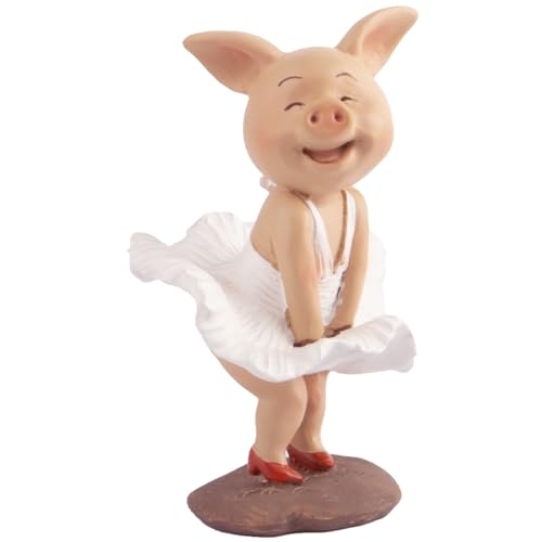Pig Statue Mini Pig Figurine, Resin Home Decor, Lucky Animal Garden Statue for Micro Landscape （Skirt Pig） - color: Skirt Pig