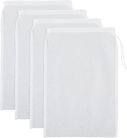 4 Pack Reusable Nylon Nut Milk Bag - 8x12 Inch Fine Mesh Food Strainer for Cold Brew, Cheese, Yogurt, Juicing & Tofu