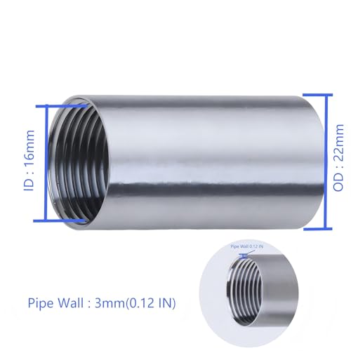CONSTELLAR 304 Stainless Steel Pipe Nipple - 1/2" NPT Female x 1/2" NPT Female Threaded Fitting 2 Inch (50mm) Length 3mm Wall Thickness Heavy Duty Seamless Pipe Nipple for Water Gas Oil fluid (1 Pack) - size: 1/2" NPT Female x 1/2" NPT Female, style: 50mm