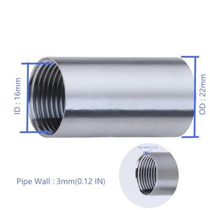 CONSTELLAR 304 Stainless Steel Pipe Nipple - 1/2" NPT Female x 1/2" NPT Female Threaded Fitting 2 Inch (50mm) Length 3mm Wall Thickness Heavy Duty Seamless Pipe Nipple for Water Gas Oil fluid (1 Pack) - size: 1/2" NPT Female x 1/2" NPT Female, style: 50mm