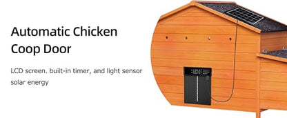 Gecheer Solar-Powered Automatic Chicken Coop with Weatherproof Design, Ventilation, 2 Nesting Boxes, Timer & Light Sensor, Pull-Out Tray for Easy Cleaning